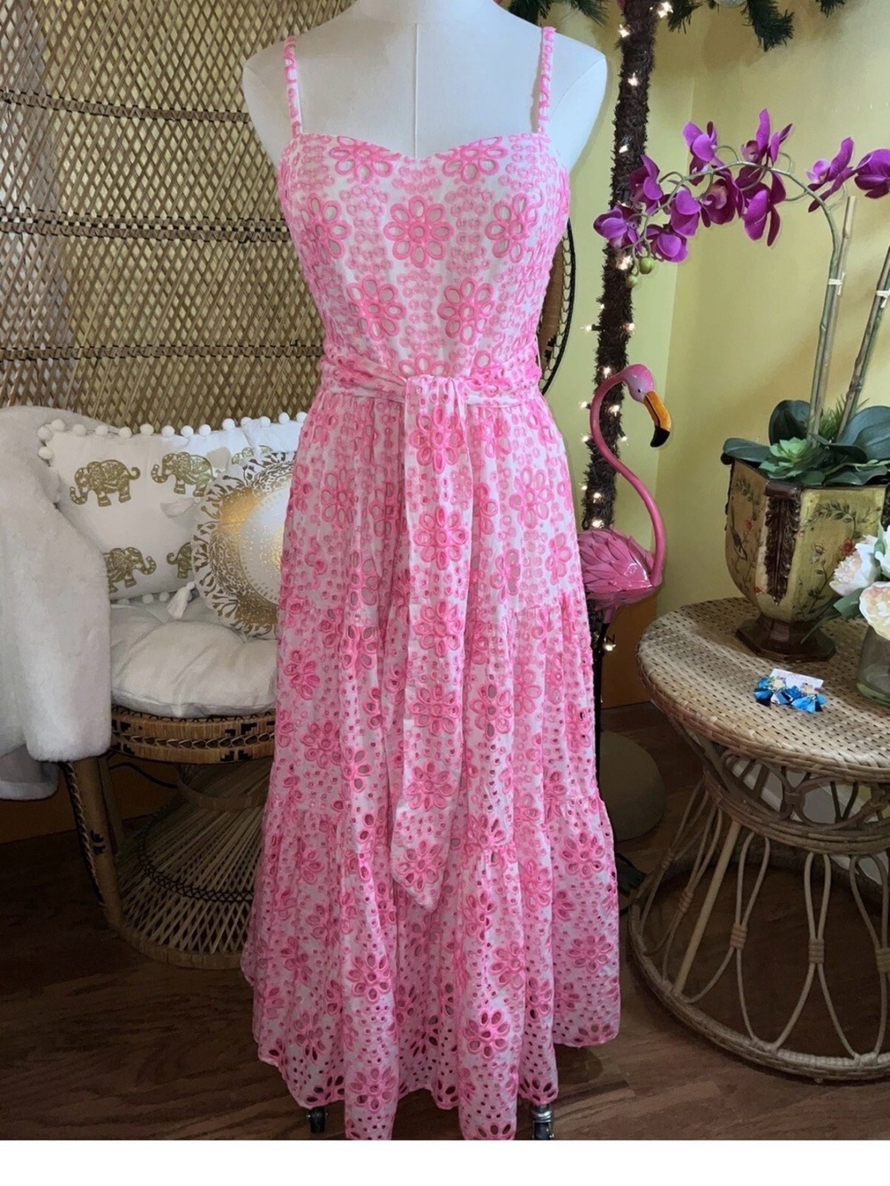 NWT Lilly Pulitzer Funflower Eyelet Pink Floral Tiered Sundress 16 - Picture 13 of 16